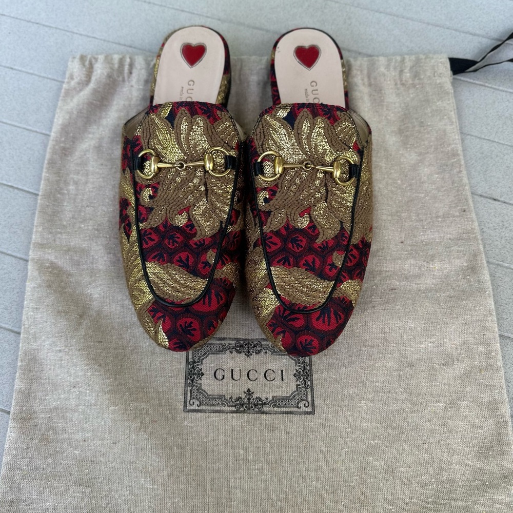 Gucci Jacquard Princetown Horsebit Accent Mules